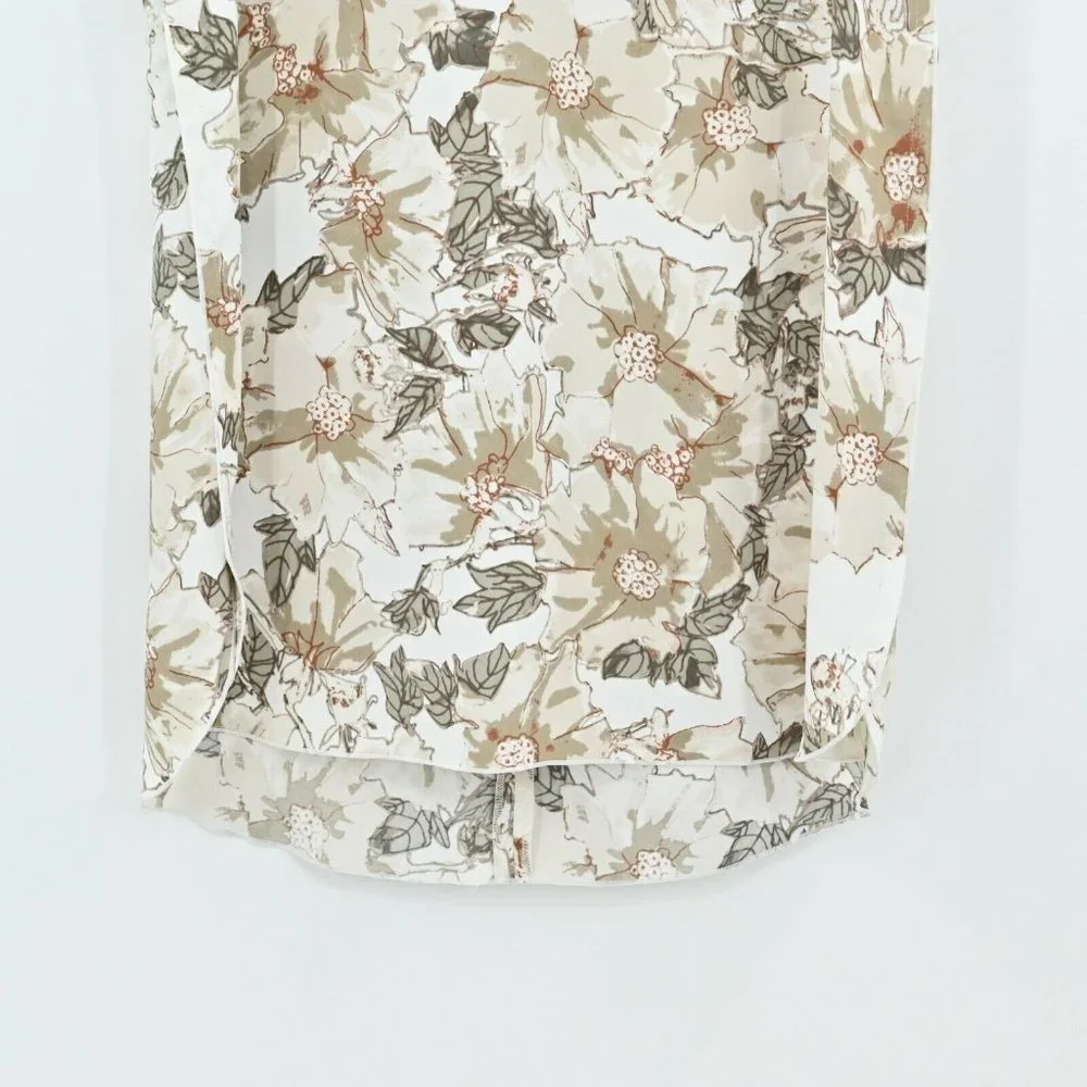 BABATON Aritzia Womens Size Medium Tan Floral Wieland Blouse Espace Desert Beige - Picture 4 of 10